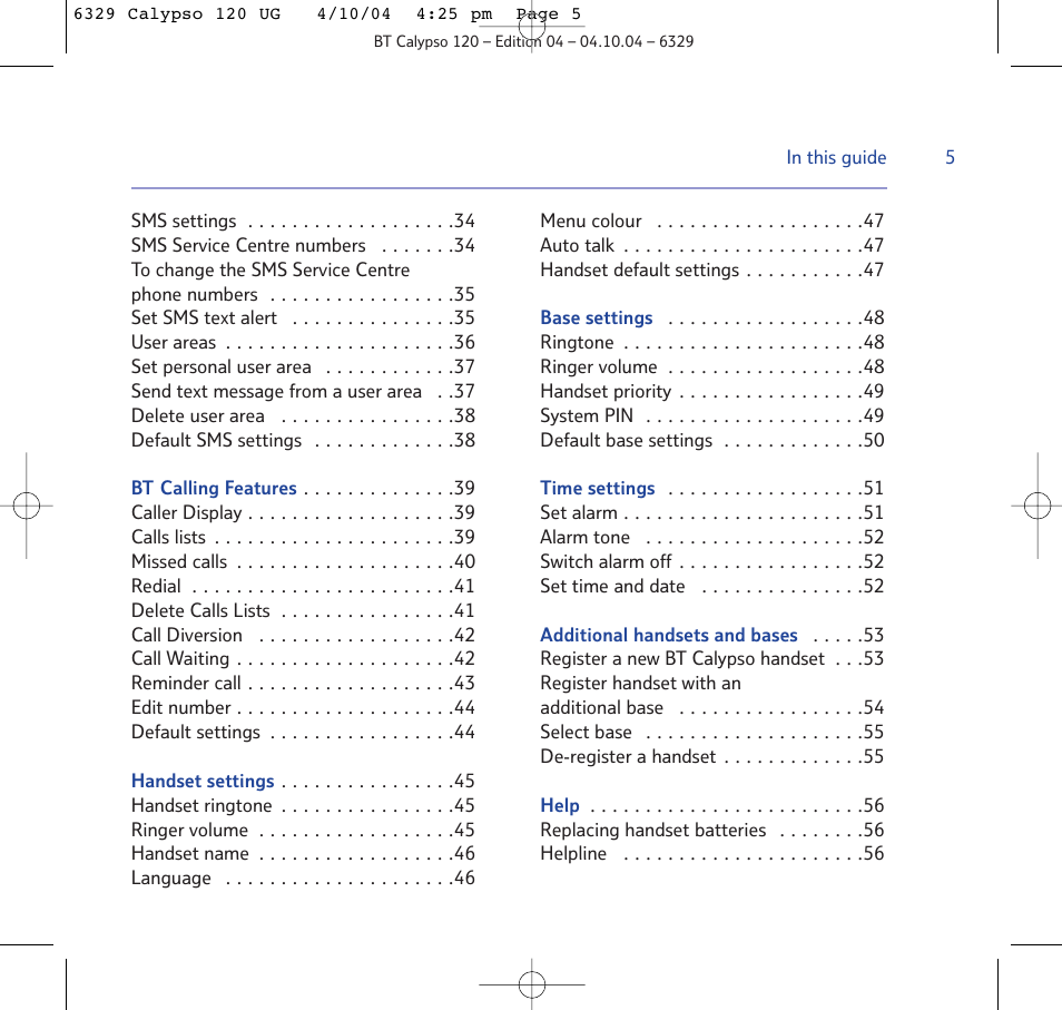 BT Calypso 120 User Manual | Page 5 / 69