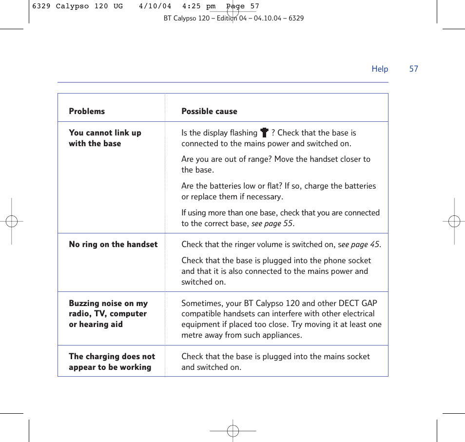 BT Calypso 120 User Manual | Page 57 / 69