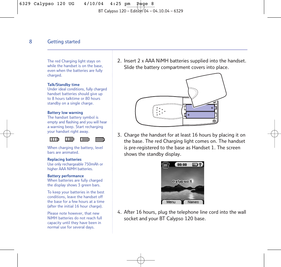 BT Calypso 120 User Manual | Page 8 / 69