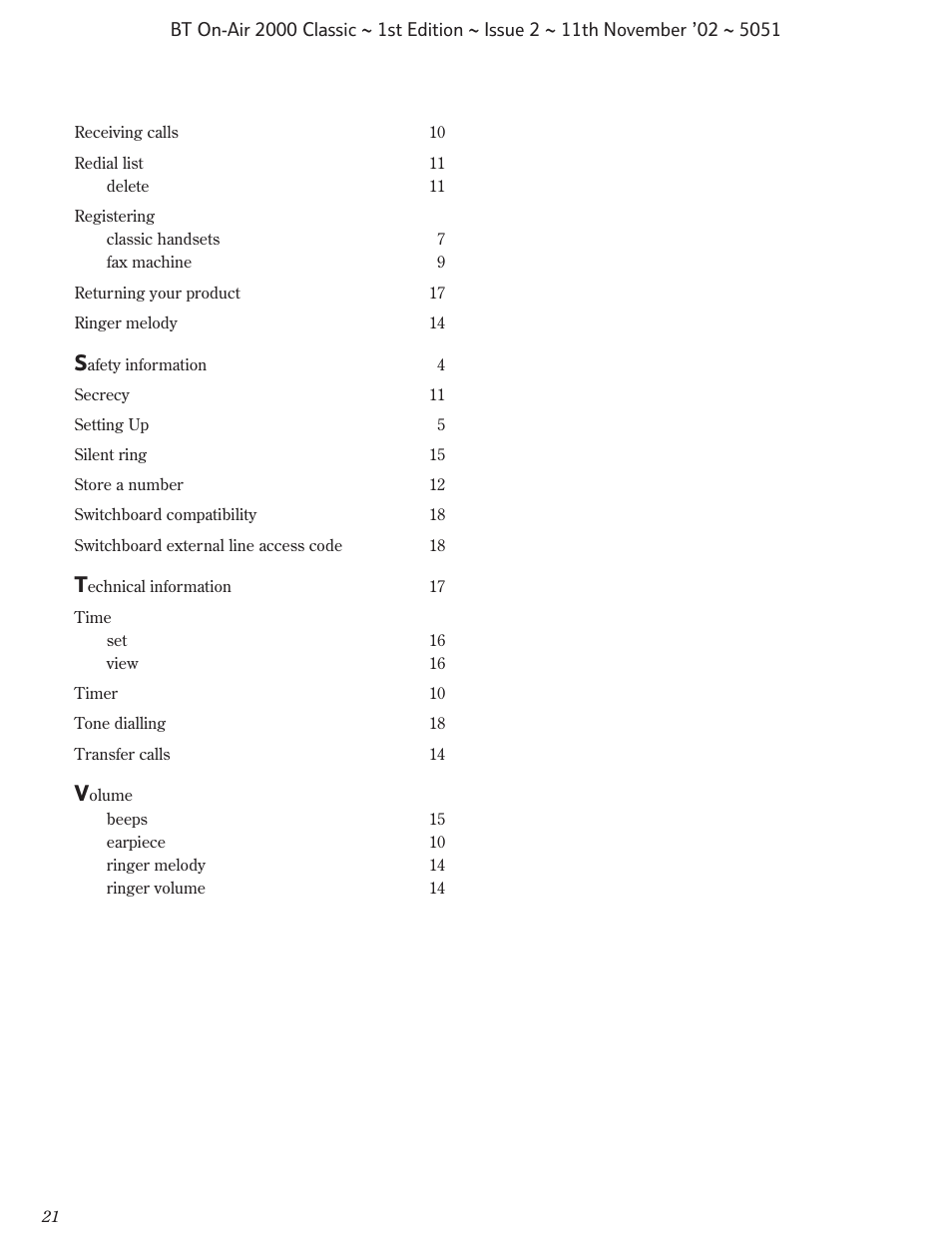 BT On-Air 2000 Classic User Manual | Page 22 / 23