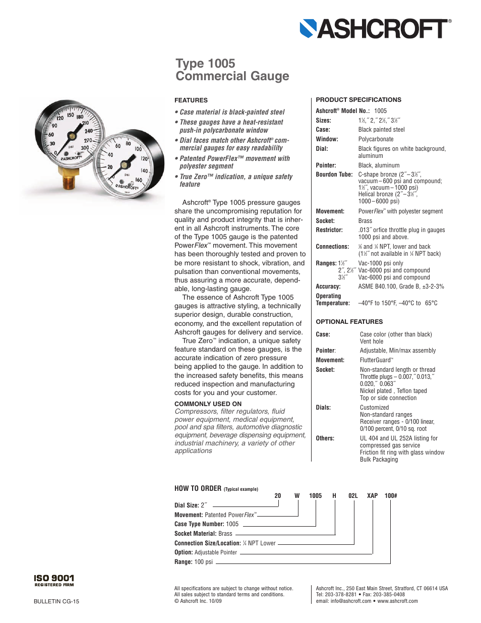 Pilgrim Pressure Gauges Commercial 1005 User Manual | 2 pages