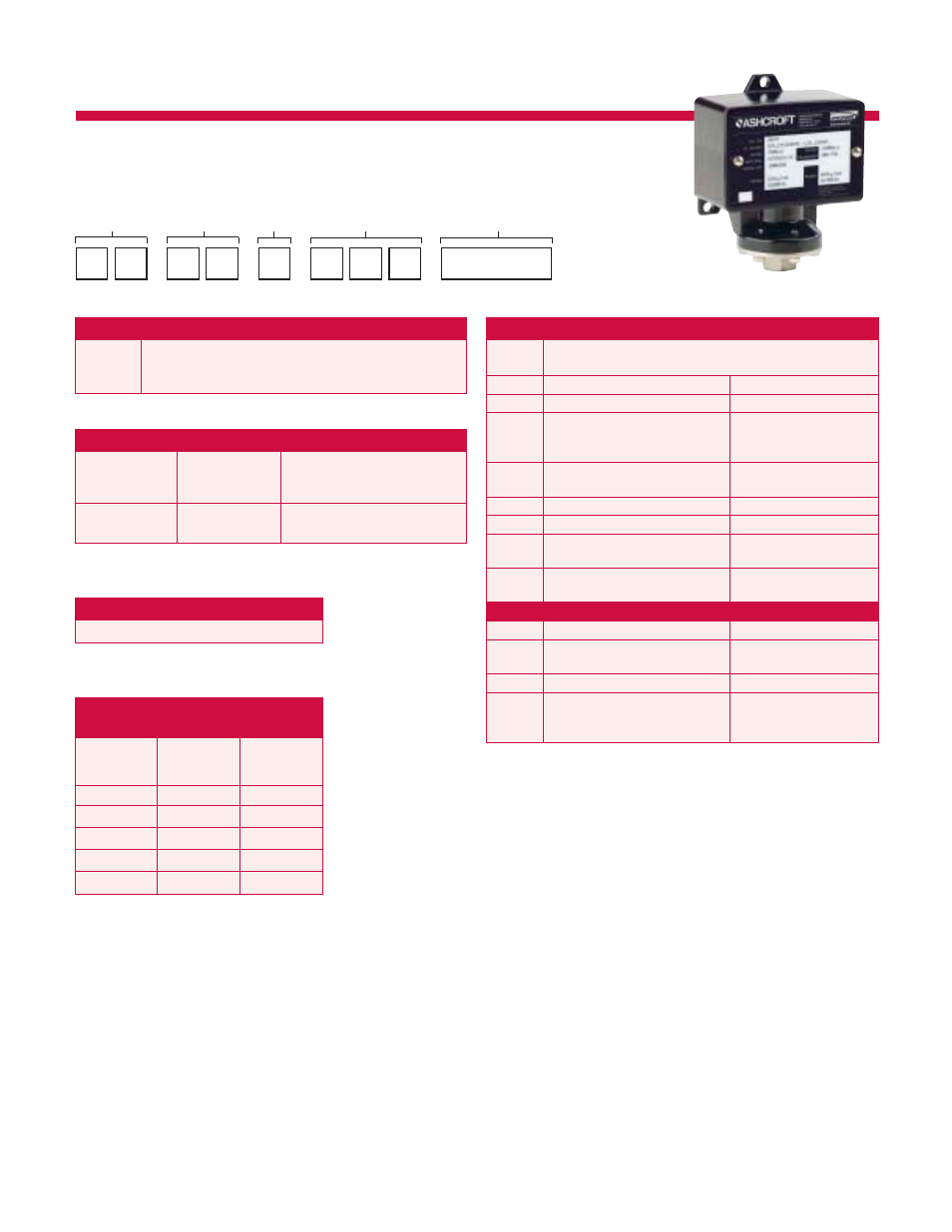 Order information, B-series hydraulic pressure switch model number | Pilgrim Pressure Switches B-SERIES User Manual | Page 8 / 16