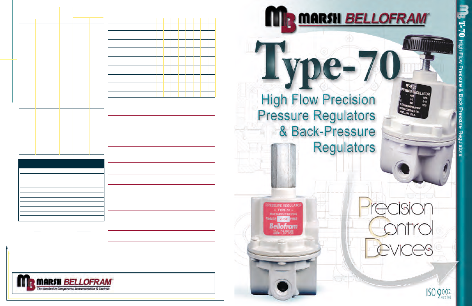 Type-70 high fl ow regul ators, Regulator options & accessories, Option ordering matrix | T-70, T-70bp, Options | Pilgrim Pressure Regulators Type 70 User Manual | Page 4 / 4
