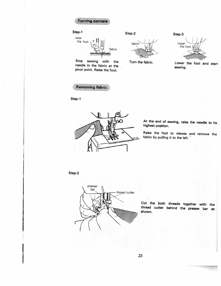Turning corners | SINGER White 5500 User Manual | Page 25 / 62