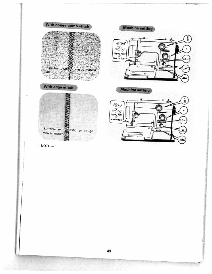 With honay^comb stitch, With edge stltcit | SINGER White 5500 User Manual | Page 50 / 62