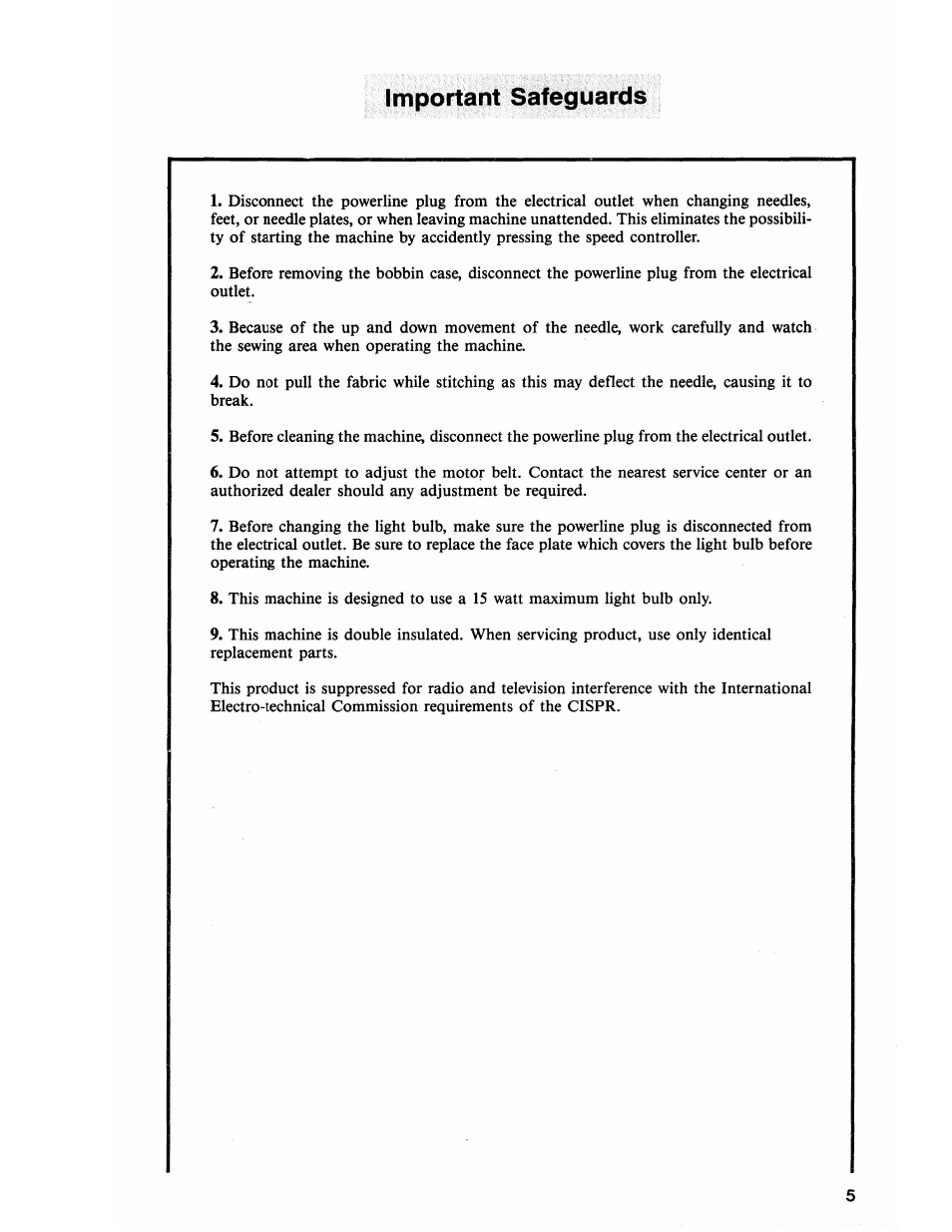 Important sa | SINGER 2118 User Manual | Page 7 / 36