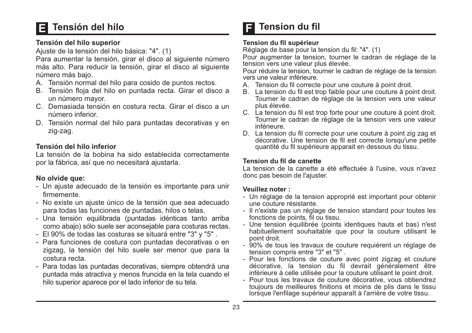 Tensión del hilo tension du fil | SINGER 4423 Heavy Duty User Manual | Page 30 / 67