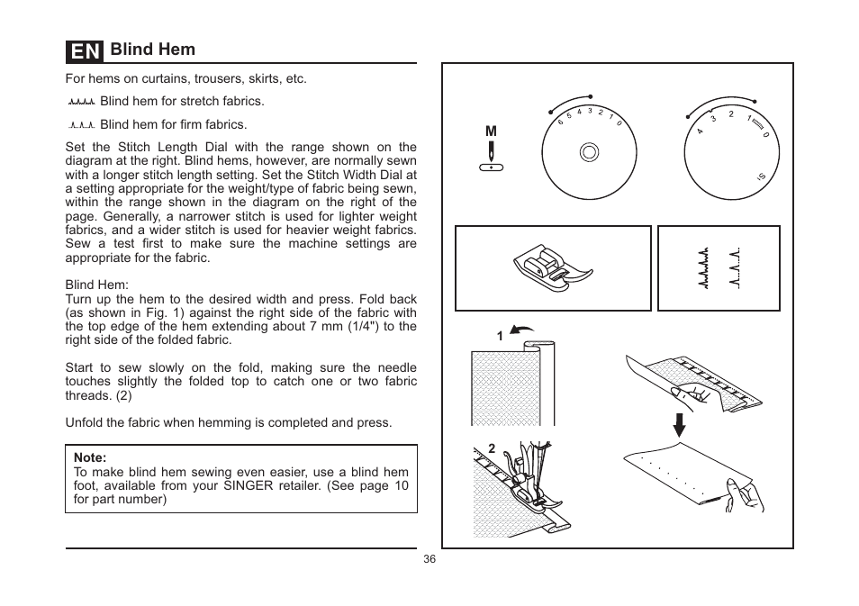 Blind hem | SINGER 4423 Heavy Duty User Manual | Page 43 / 67