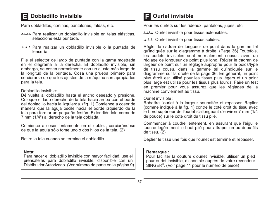 Dobladillo invisible ourlet invisible | SINGER 4423 Heavy Duty User Manual | Page 44 / 67