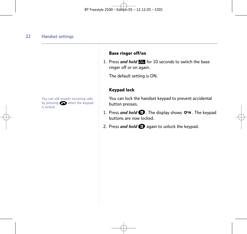 BT Freestyle 2500 User Manual | Page 22 / 52
