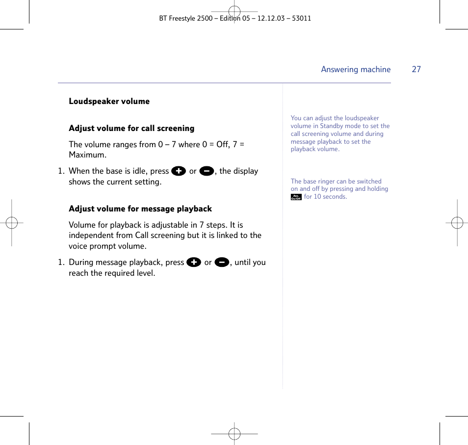 BT Freestyle 2500 User Manual | Page 27 / 52