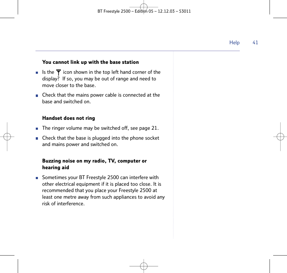 BT Freestyle 2500 User Manual | Page 41 / 52
