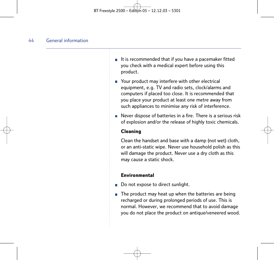 BT Freestyle 2500 User Manual | Page 44 / 52