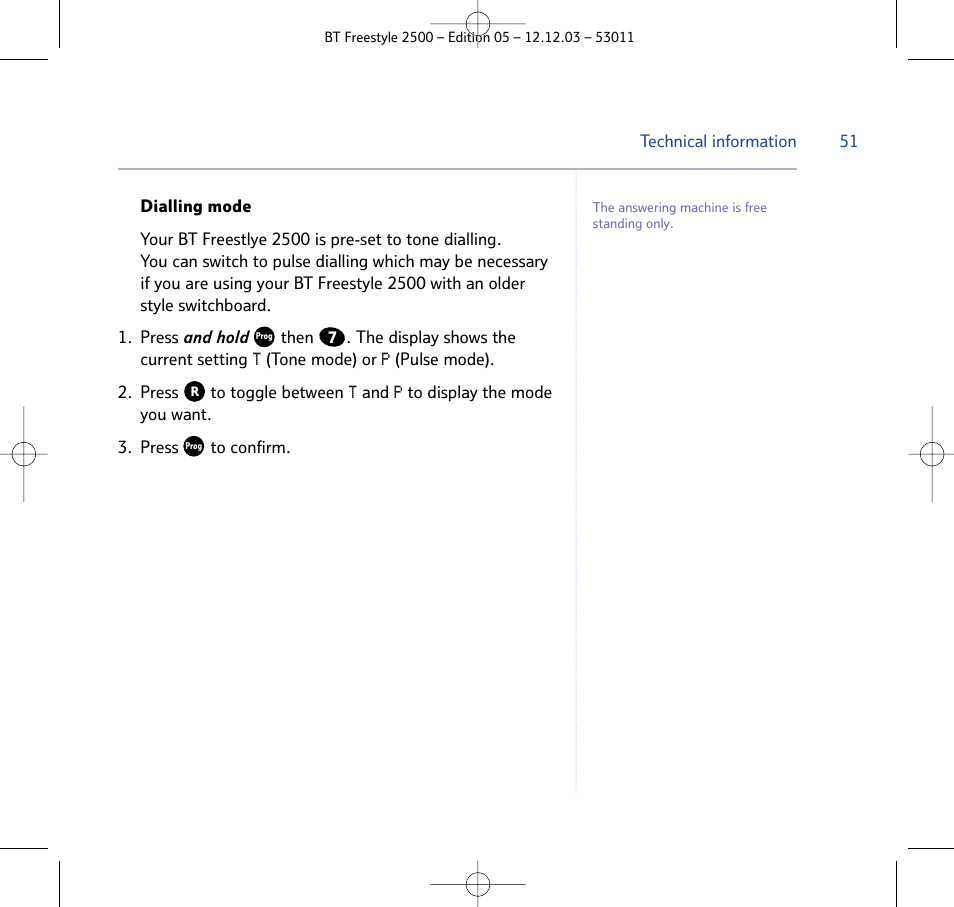 BT Freestyle 2500 User Manual | Page 51 / 52