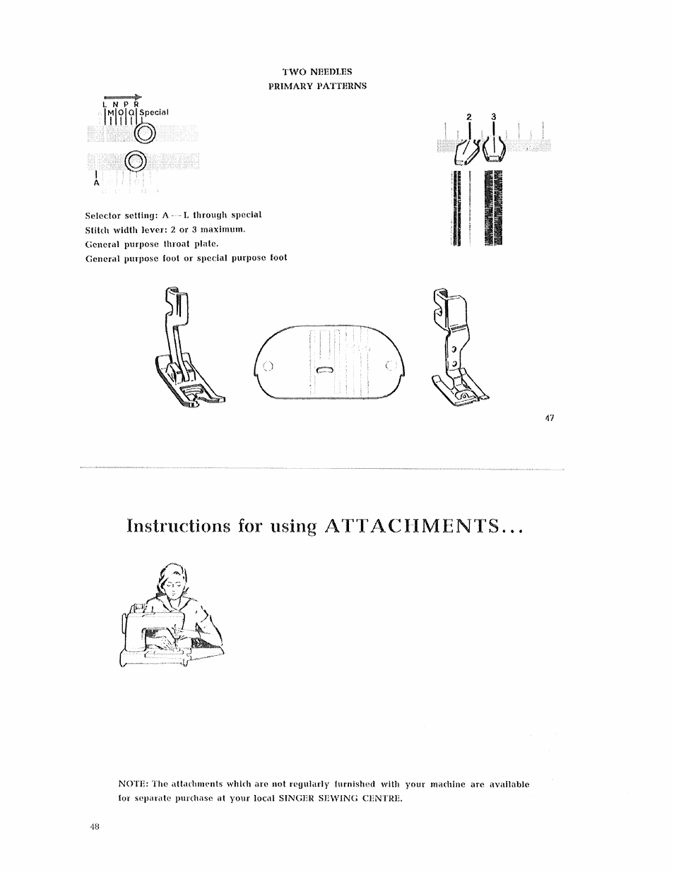Instructions for using attachments | SINGER 631 User Manual | Page 24 / 52