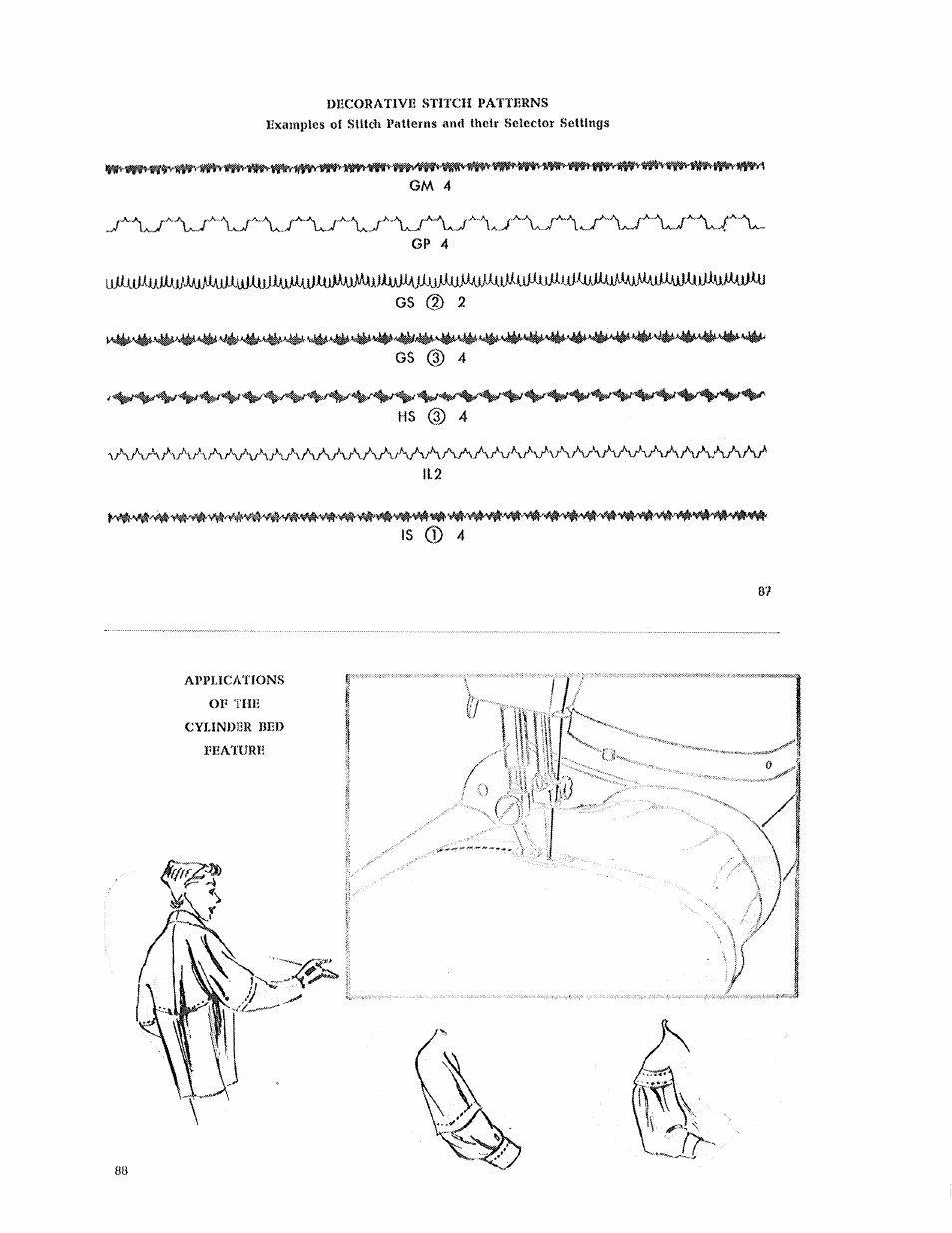 Gm 4, Gp 4, Gs @ 2 | Gs (3) 4 hs (d 4, Is d) 4 | SINGER 631 User Manual | Page 44 / 52