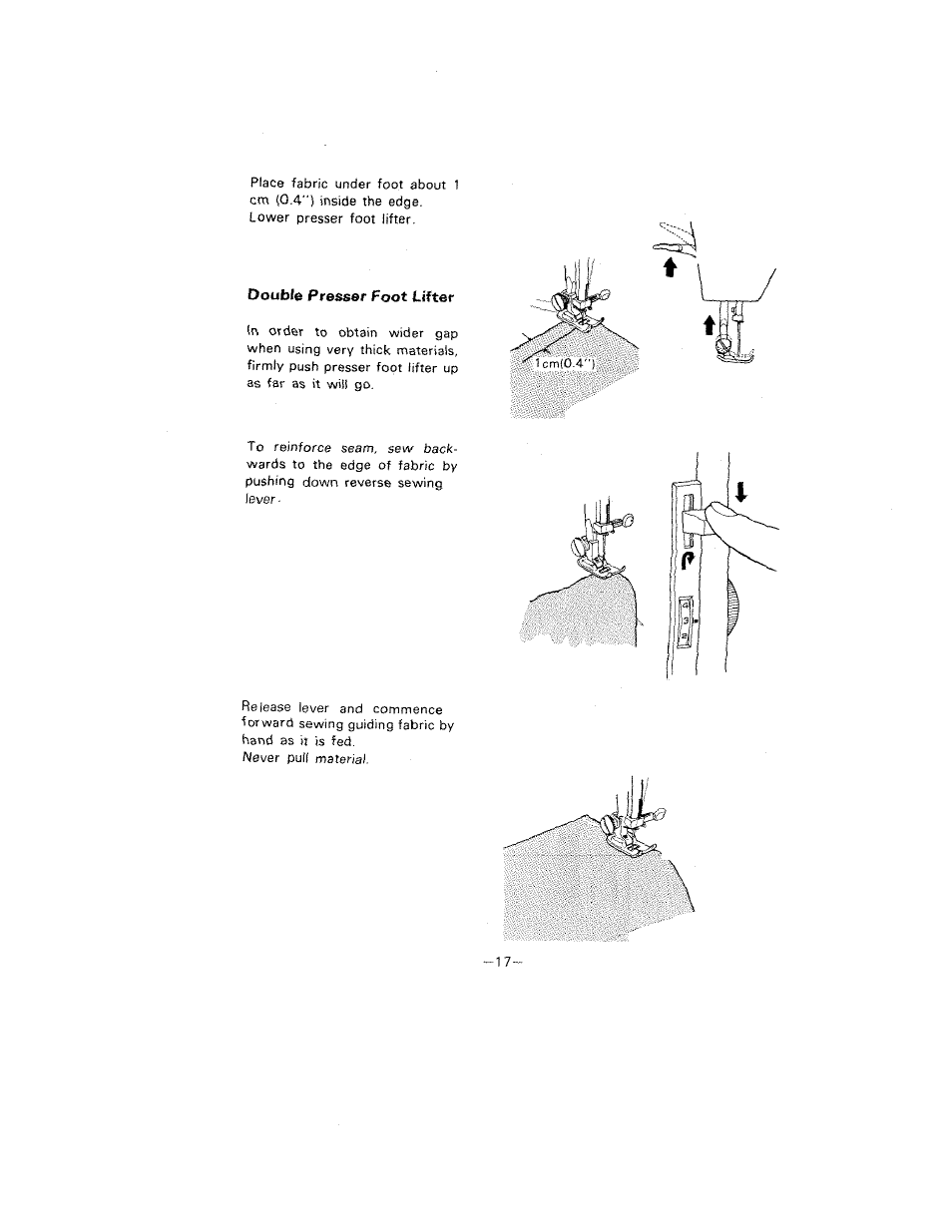Ooubls pfssssr foot liftsr | SINGER W1099 User Manual | Page 20 / 37