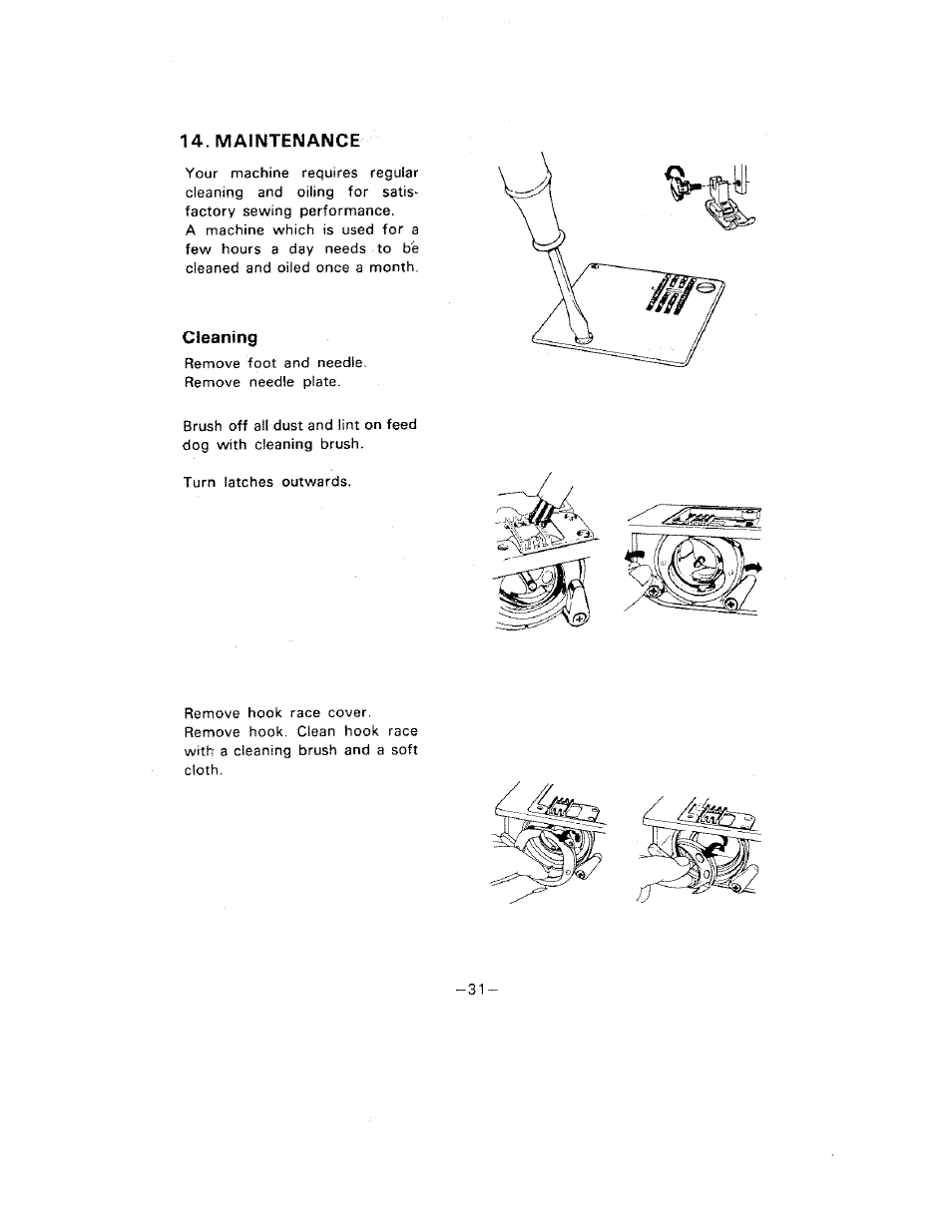 Maintenance, Uleaning | SINGER W1099 User Manual | Page 34 / 37