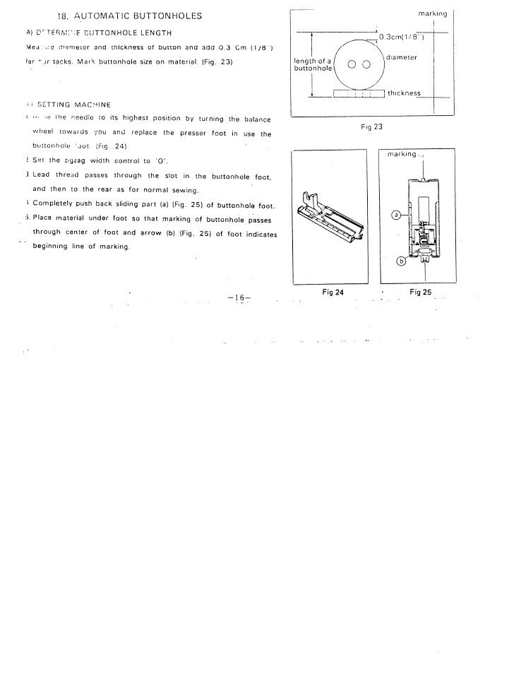Automatic buttonholes | SINGER W1066 User Manual | Page 18 / 26