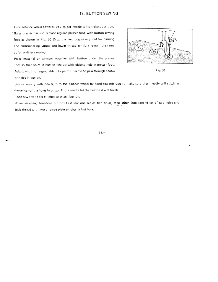 Button sewing | SINGER W1066 User Manual | Page 20 / 26