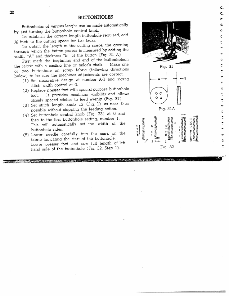 Buttonholes | SINGER W1166 User Manual | Page 21 / 48