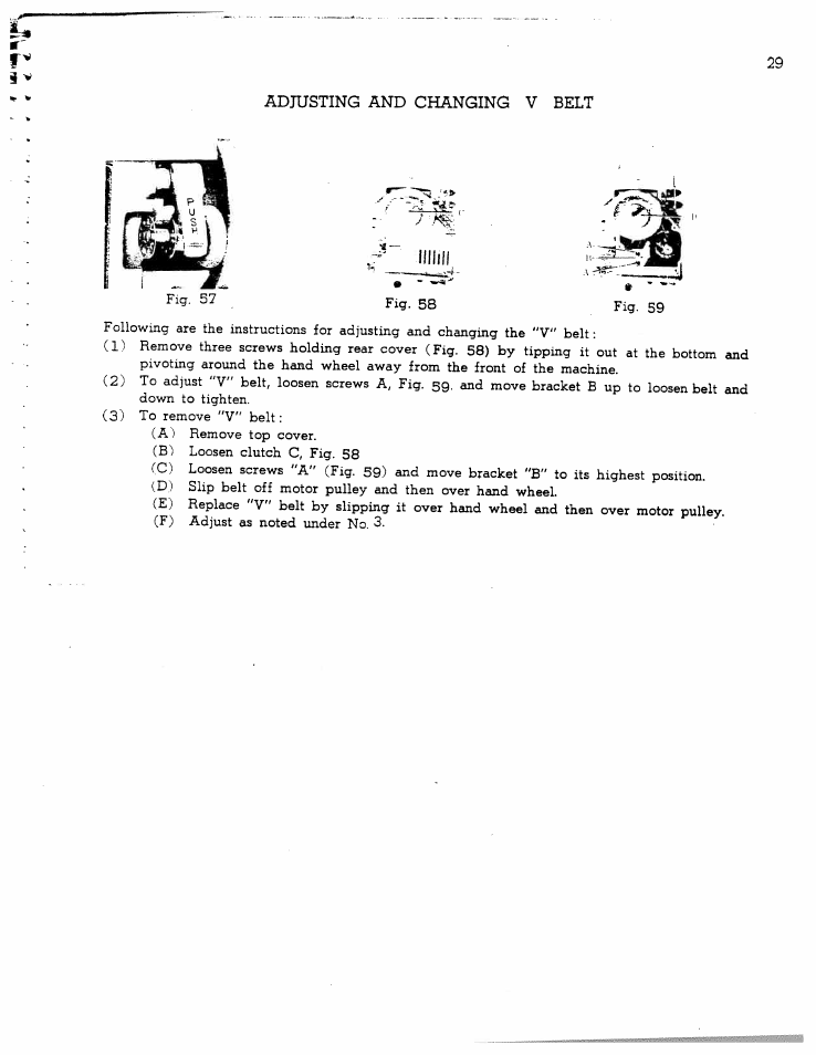 Adjusting and changing v belt | SINGER W1166 User Manual | Page 30 / 48