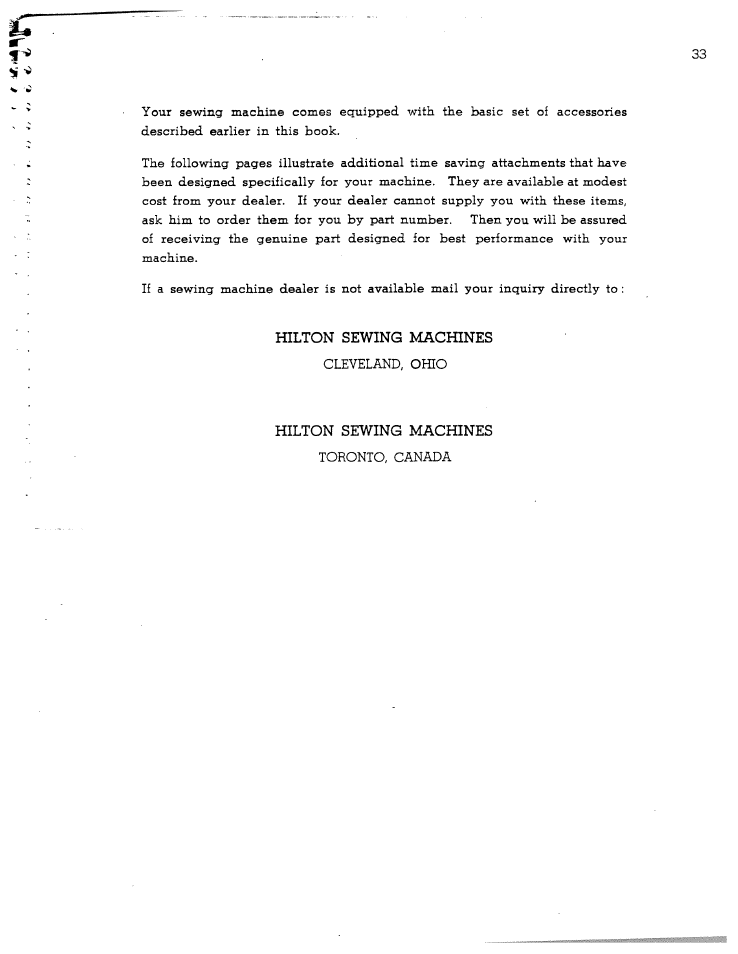 Hilton sewing machines | SINGER W1166 User Manual | Page 34 / 48