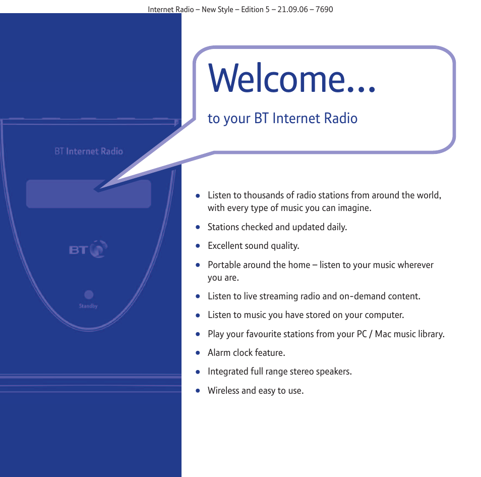 Welcome | BT Internet Radio User Manual | Page 2 / 40