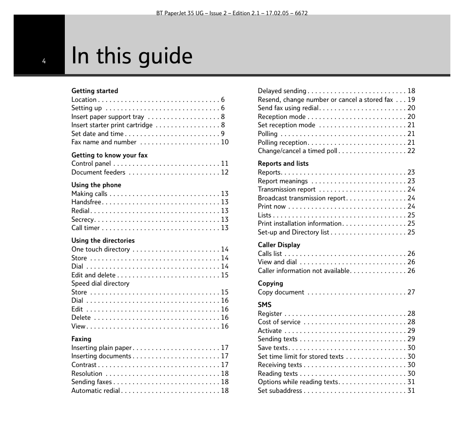 BT PaperJet 35 User Manual | Page 4 / 75