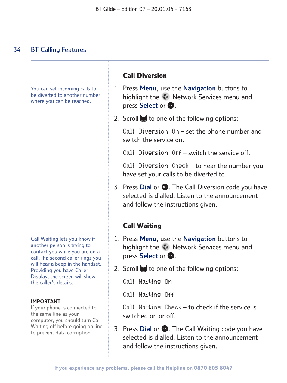 BT Glide 7163 User Manual | Page 34 / 76
