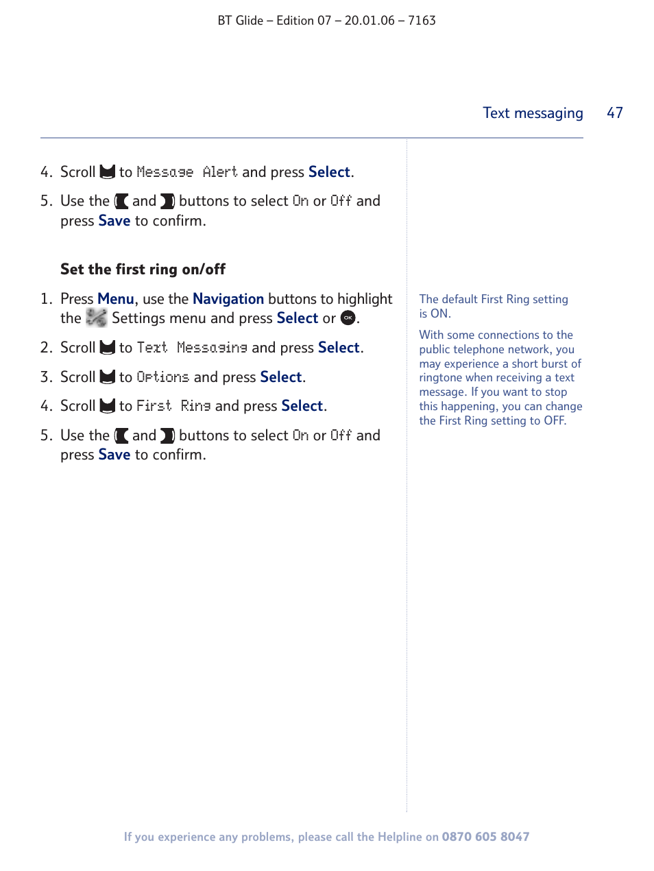 BT Glide 7163 User Manual | Page 47 / 76