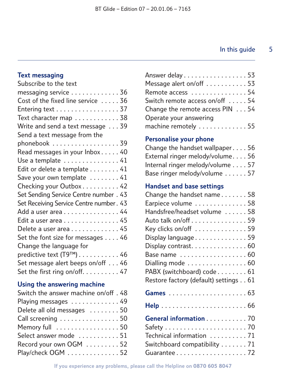 BT Glide 7163 User Manual | Page 5 / 76