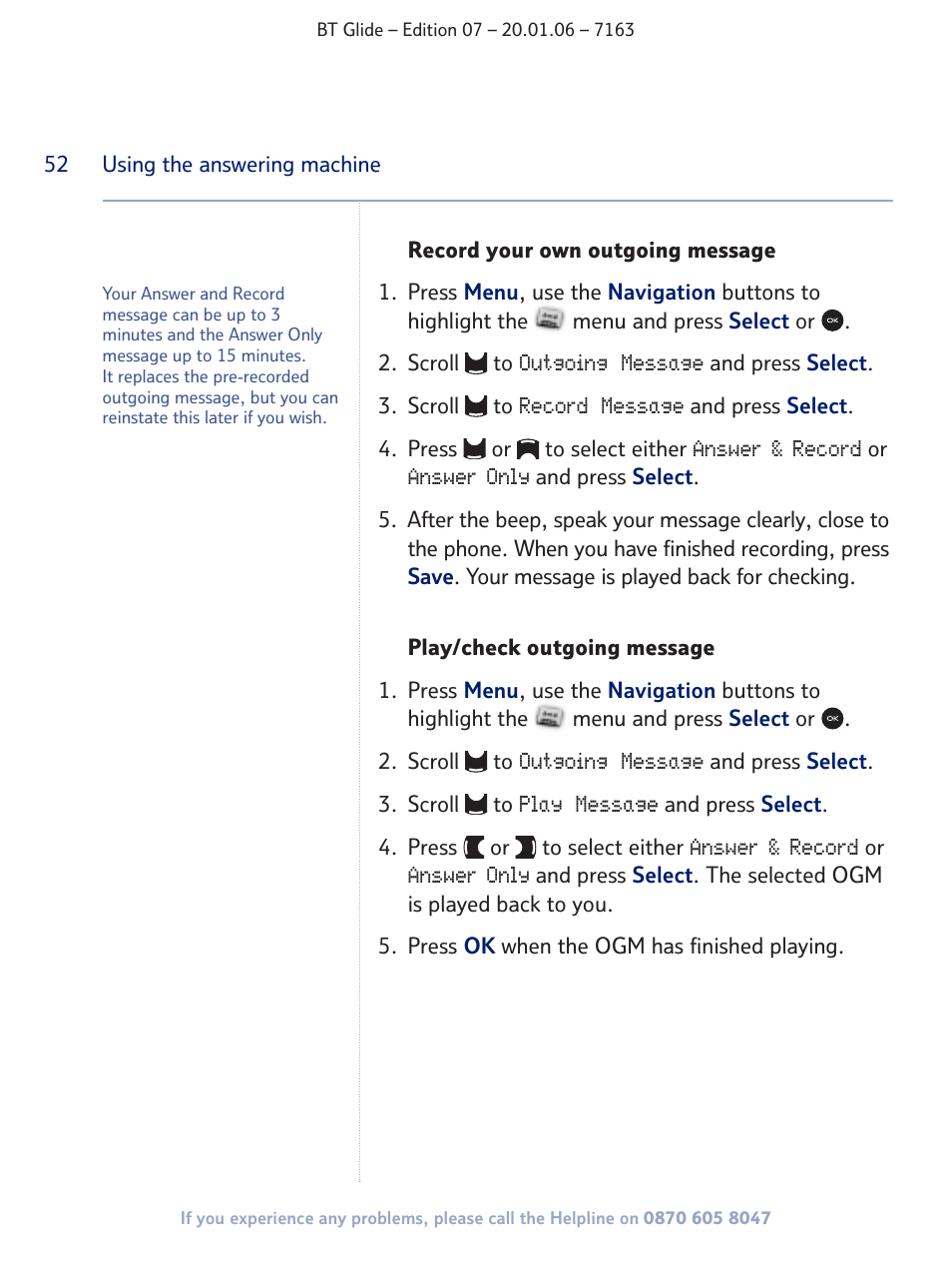 BT Glide 7163 User Manual | Page 52 / 76