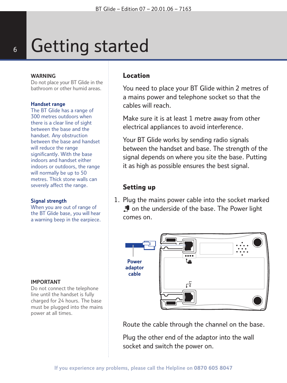 Getting started | BT Glide 7163 User Manual | Page 6 / 76