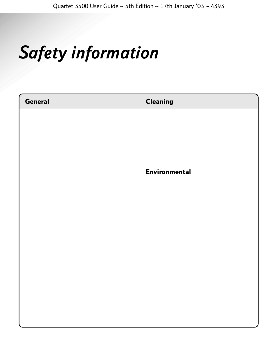 Safety information | BT 3500 User Manual | Page 12 / 72