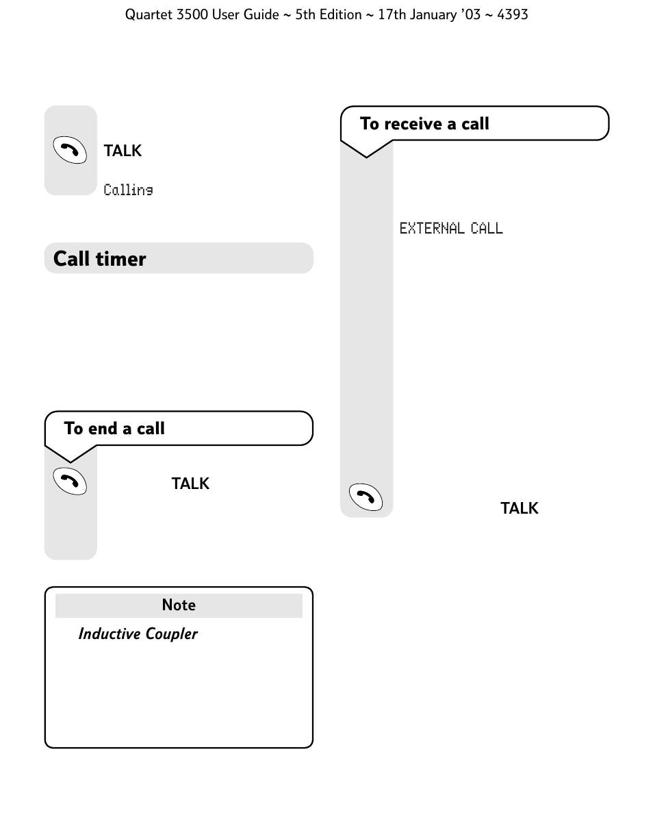 Call timer | BT 3500 User Manual | Page 18 / 72