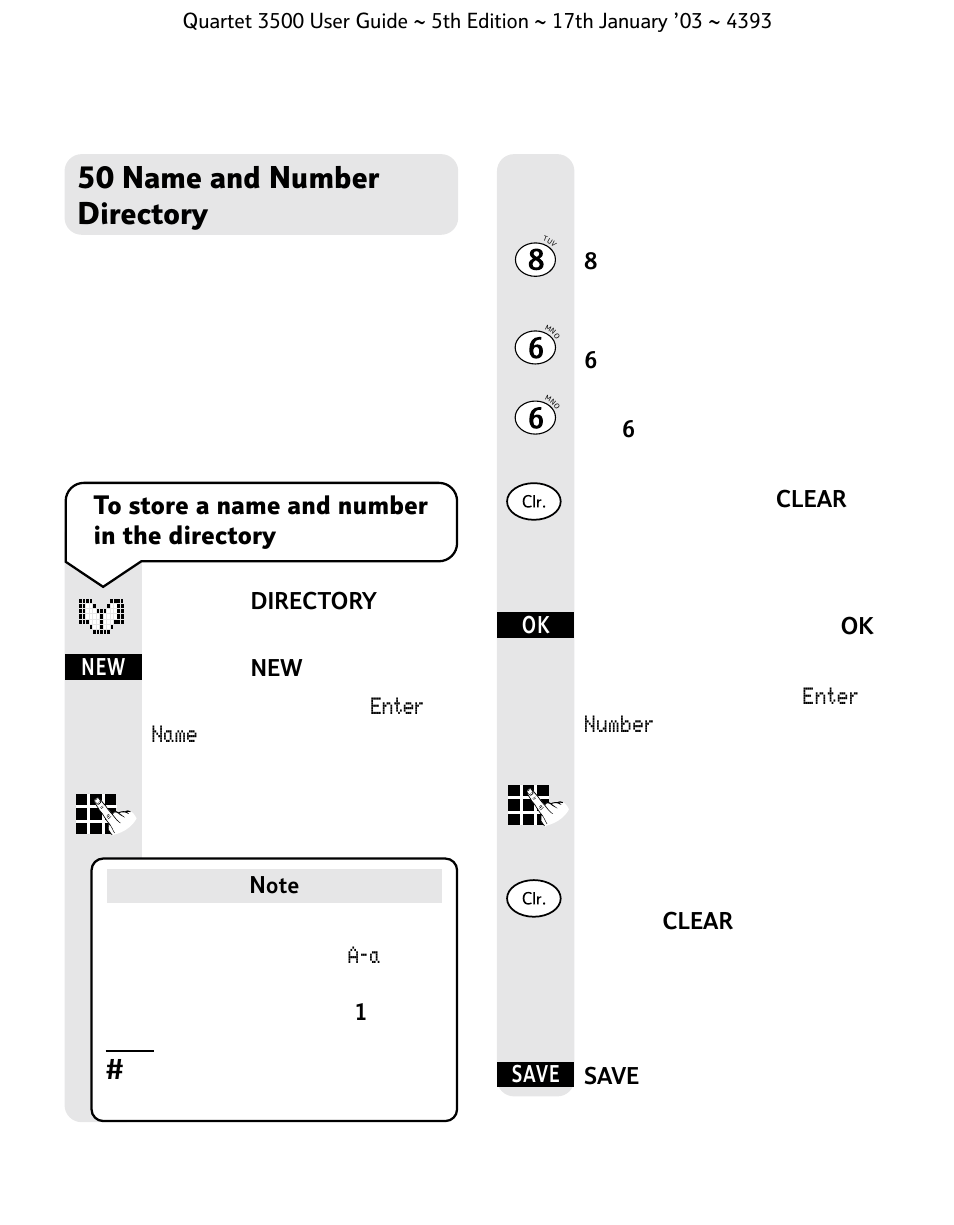 50 name and number directory | BT 3500 User Manual | Page 21 / 72