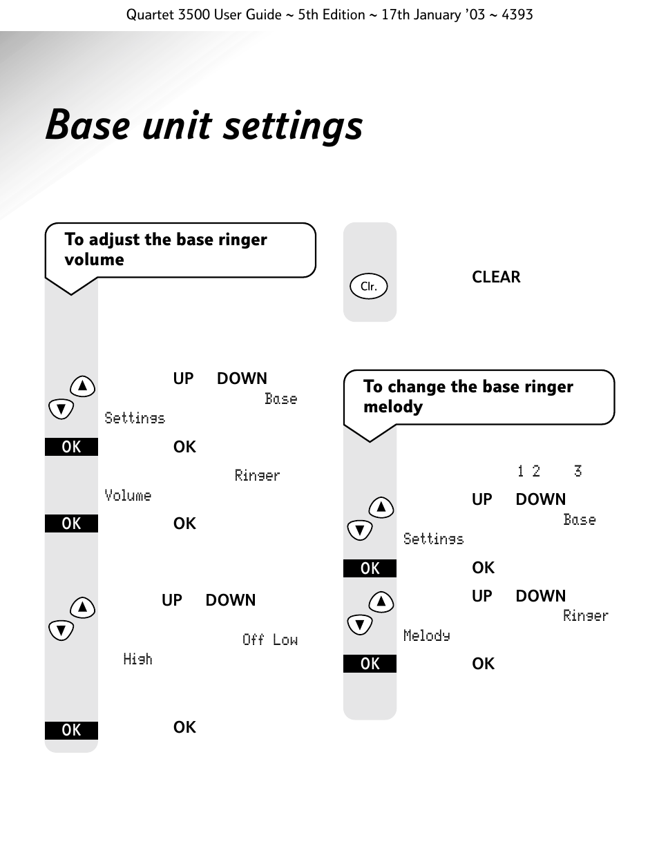 Base unit settings | BT 3500 User Manual | Page 27 / 72