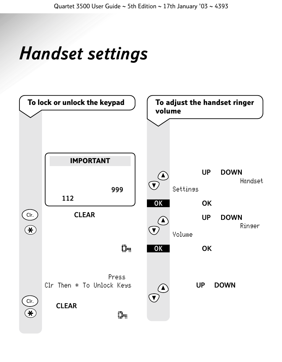 Handset settings | BT 3500 User Manual | Page 29 / 72