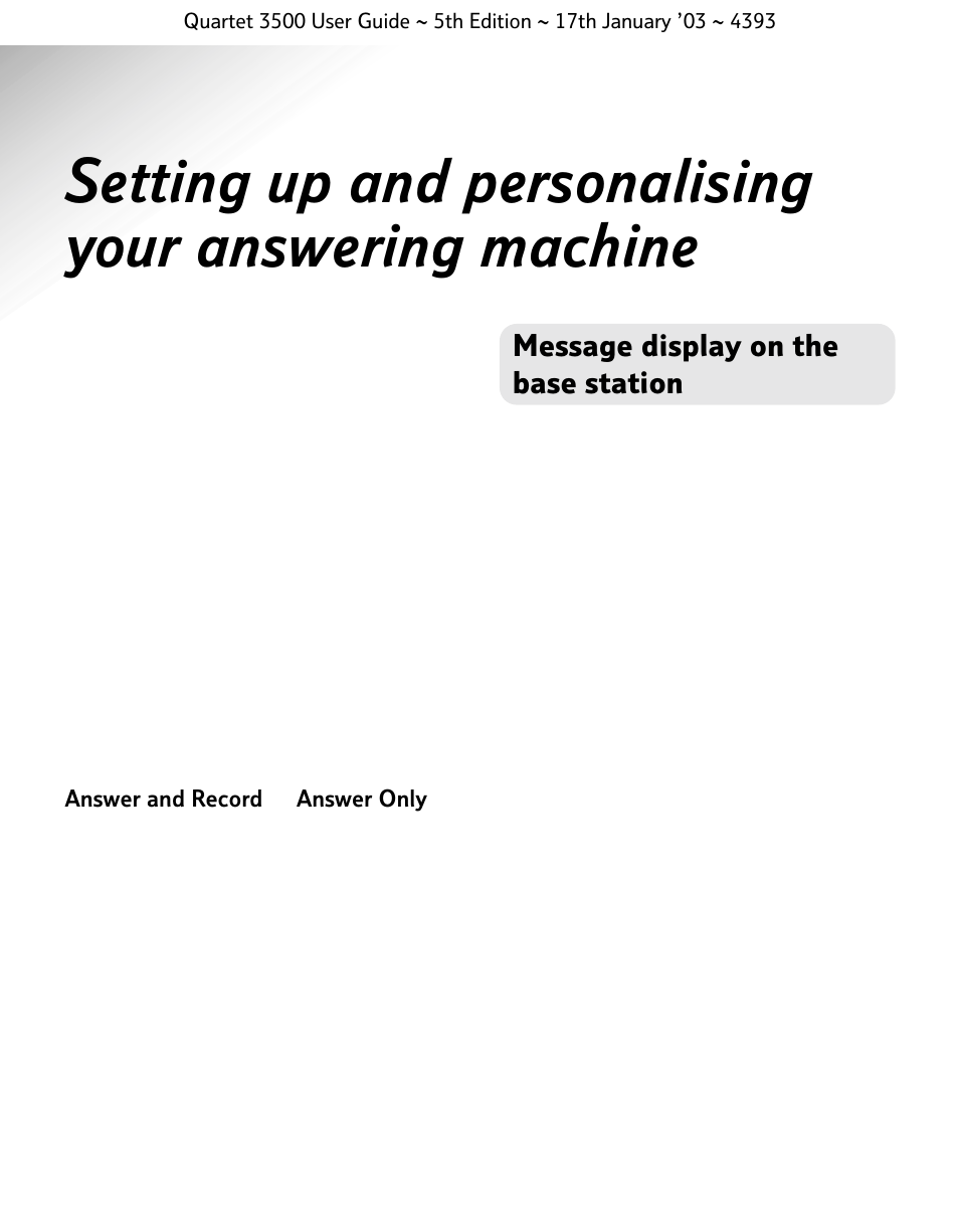 Message display on the base station | BT 3500 User Manual | Page 38 / 72