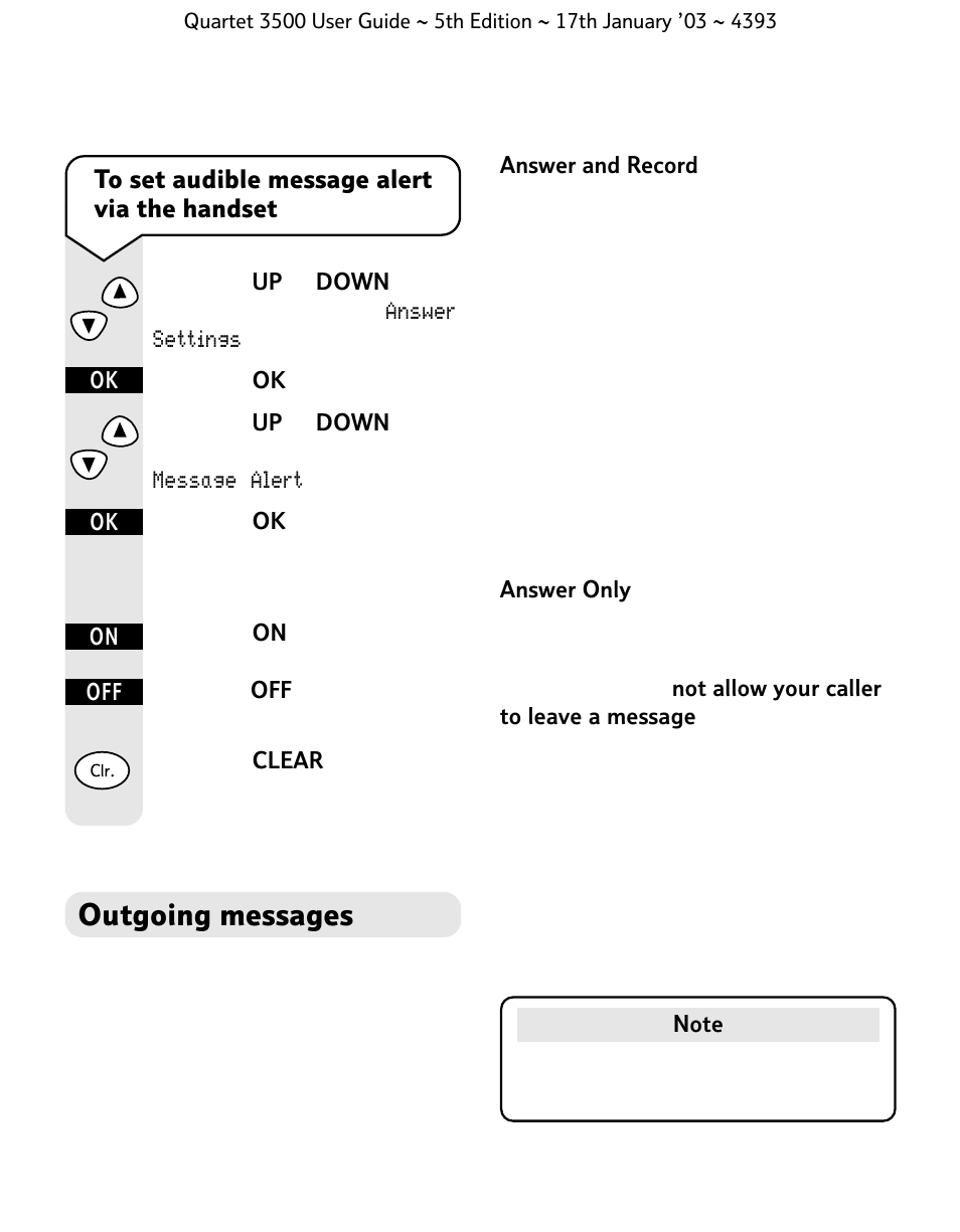 Outgoing messages | BT 3500 User Manual | Page 42 / 72