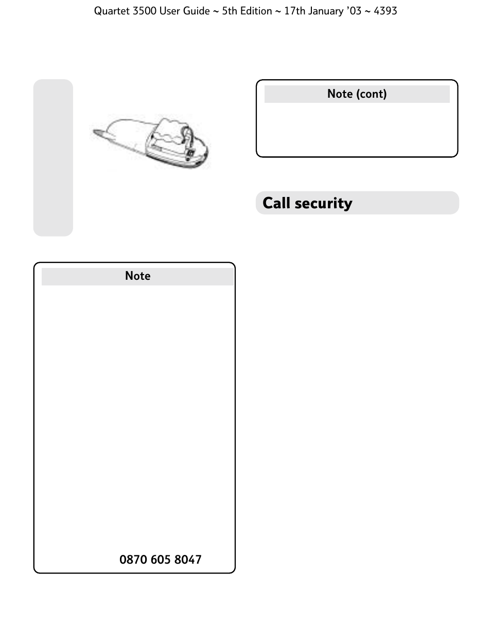 Call security | BT 3500 User Manual | Page 64 / 72