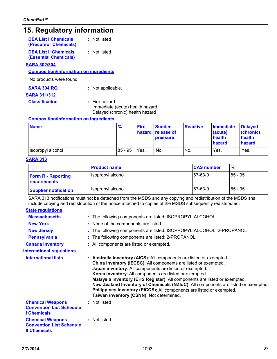 Regulatory information | Chemtronics Chempad CP400 User Manual | Page 8 / 9