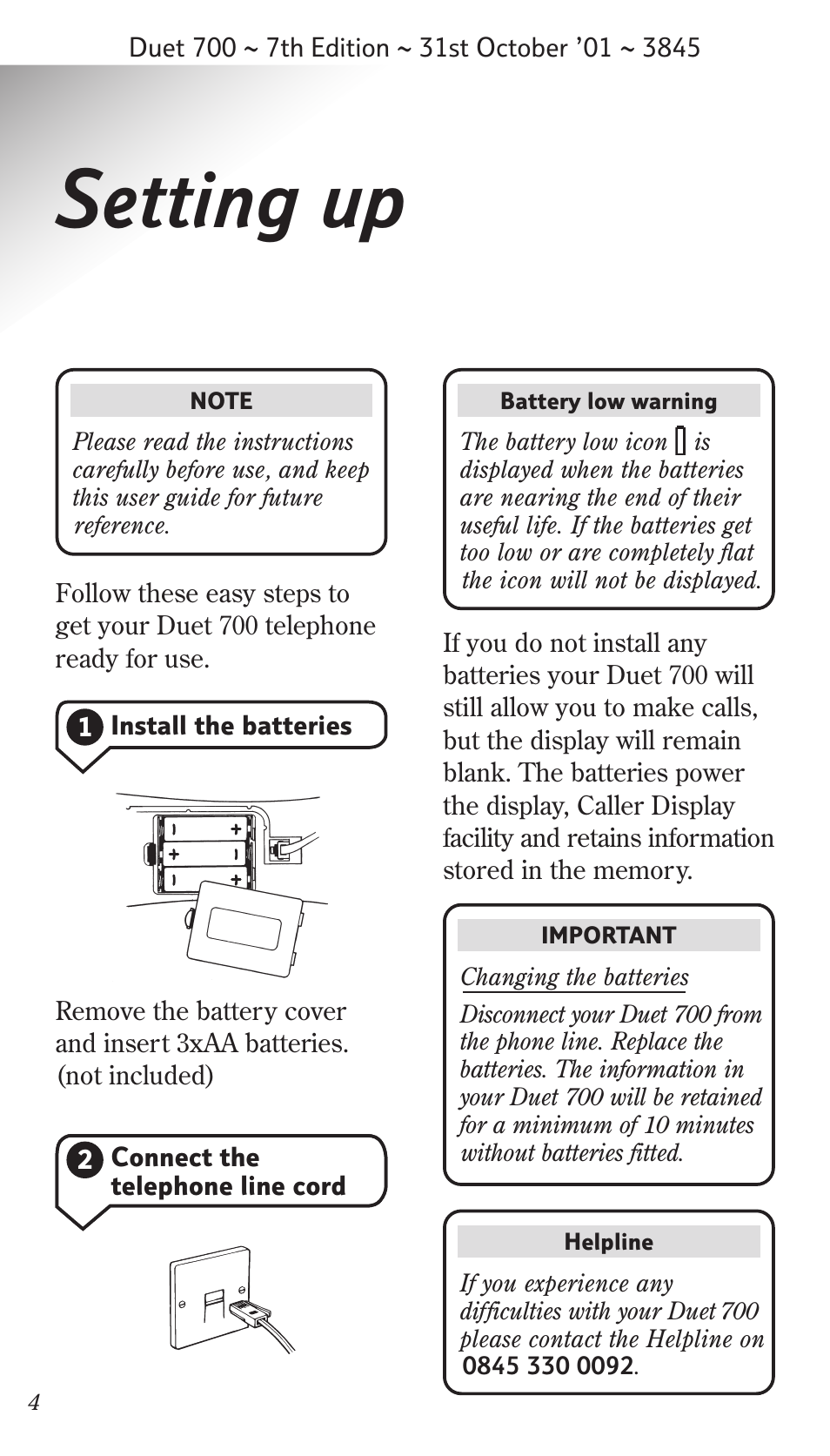 Setting up | BT Synergy 700 User Manual | Page 4 / 22