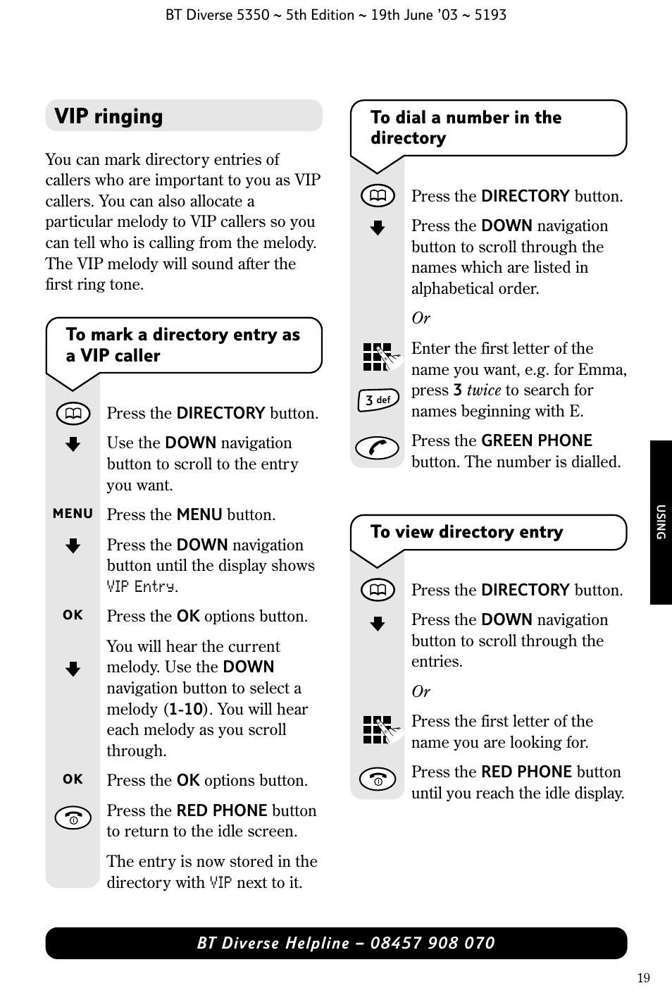 Vip ringing | BT 5350 User Manual | Page 21 / 83