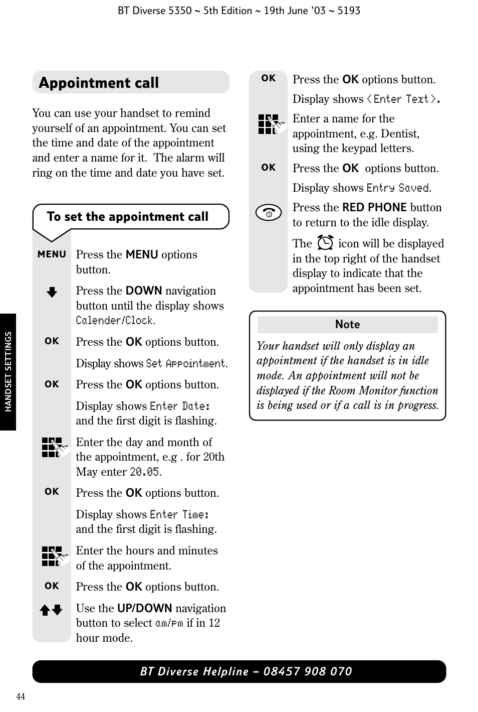 Appointment call | BT 5350 User Manual | Page 46 / 83