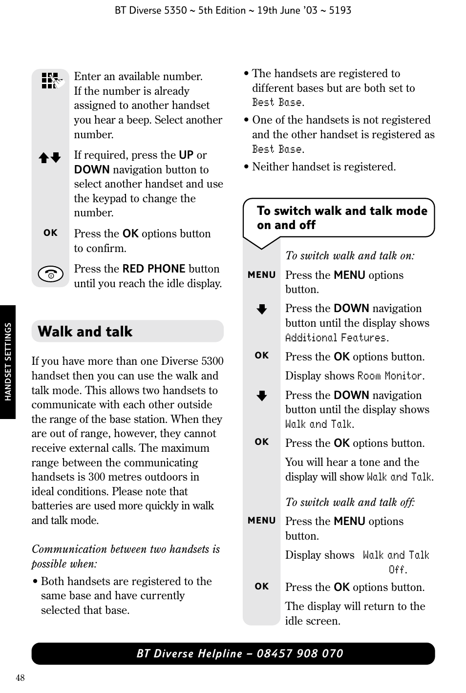 Walk and talk | BT 5350 User Manual | Page 50 / 83