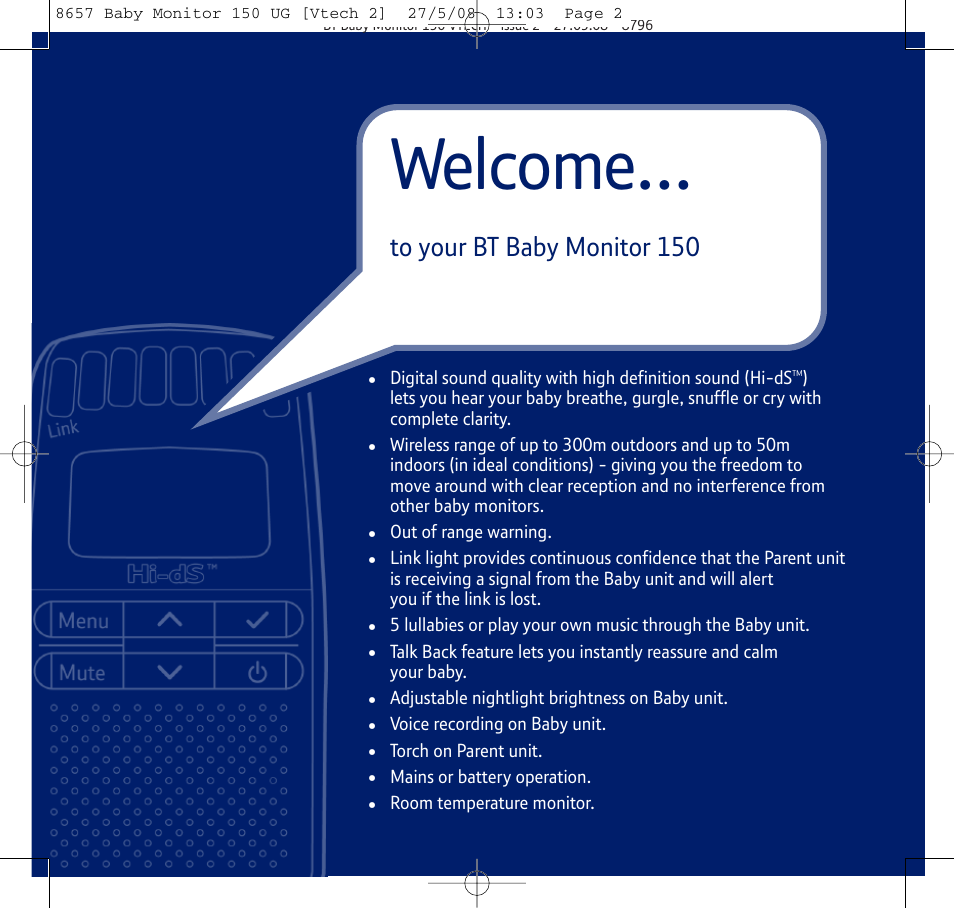 Welcome | BT 150 User Manual | Page 2 / 32