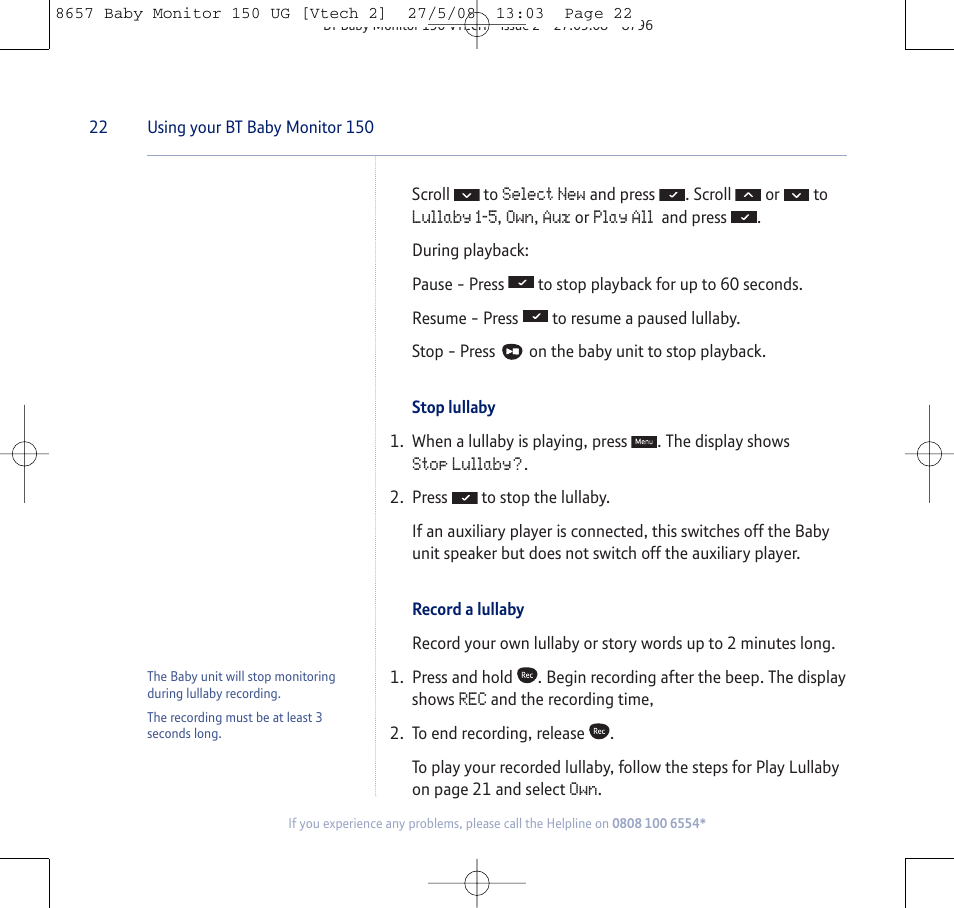 BT 150 User Manual | Page 22 / 32