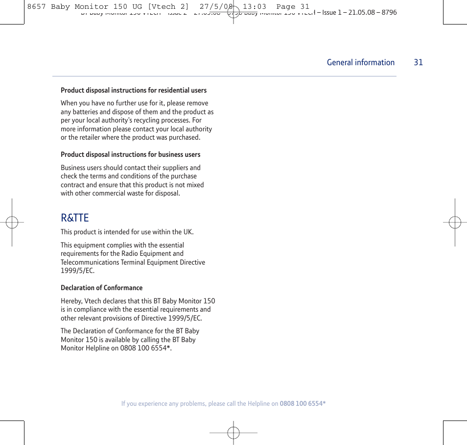 R&tte | BT 150 User Manual | Page 31 / 32